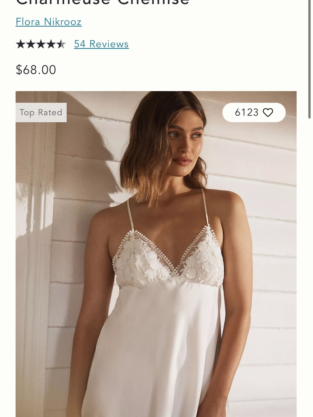 Flora Nikrooz Ivory Lace-Trim Charmeuse Chemise